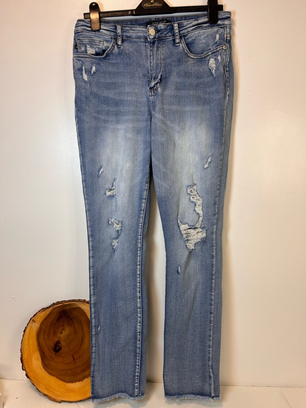 Judy Blue distressed blue high waisted ankle jeans boyfriend fit Women’s 13/31